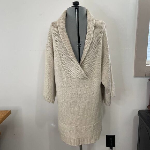 Soft Surroundings Wool Blend Metallic Tunic Pullover Shawl Collar Sweater Size M - Picture 1 of 4